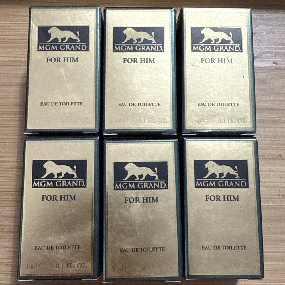 6 pk MGM Grand for HIM Eau De Toilette SPLASH Travel Size 3 ml / 0.1 fl oz each
